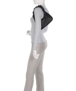 Actual Froissé Schultertasche Kunststoff schwarz