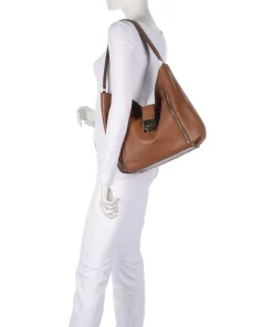 Addie Beuteltasche genarbtes Leder braun