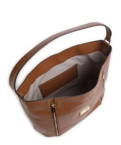 Addie Beuteltasche genarbtes Leder braun