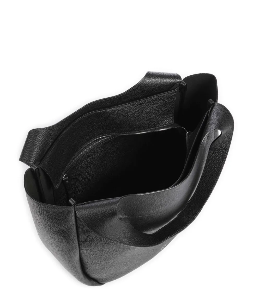 Adria Loft Shopper genarbtes Rindsleder schwarz