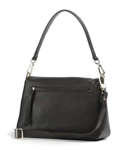 Adria Lulu Schultertasche genarbtes Leder dunkelbraun