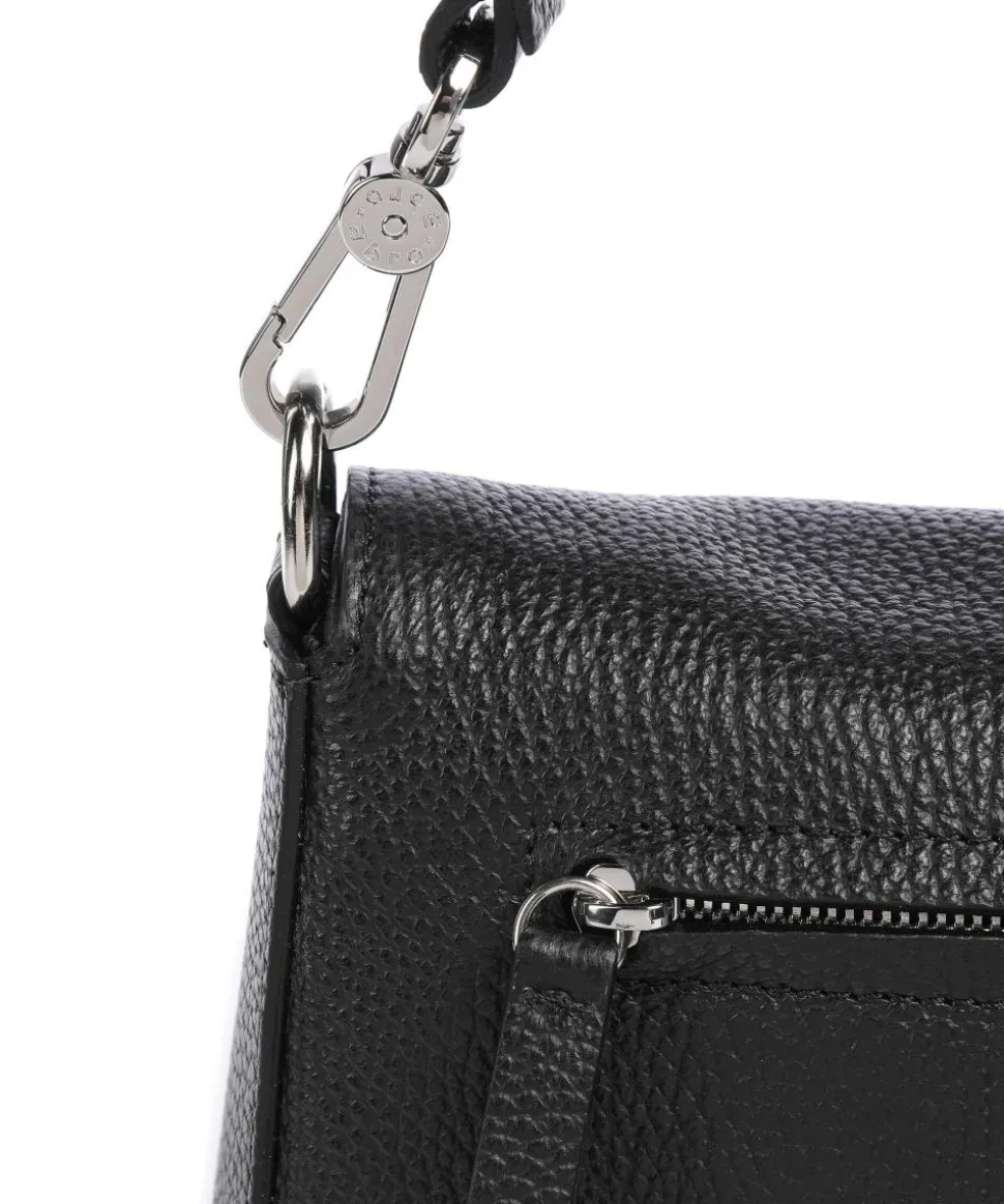 Adria Lulu Schultertasche genarbtes Rindsleder schwarz