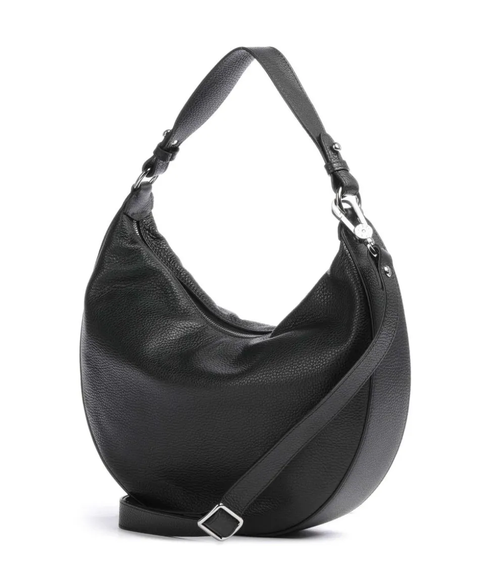 Adria Lulu Small Beuteltasche genarbtes Rindsleder schwarz