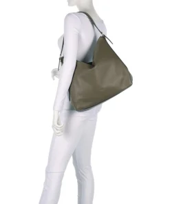 Agave Carina Beuteltasche genarbtes Leder olivgrün