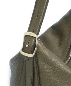 Agave Carina Beuteltasche genarbtes Leder olivgrün