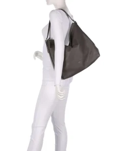 Agave Carina Beuteltasche genarbtes Leder dunkelgrau