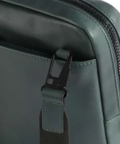 AKRON Umhängetasche 10″ fein genarbtes Leder dunkelgrün