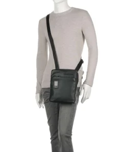 AKRON Umhängetasche 10″ fein genarbtes Rindsleder schwarz