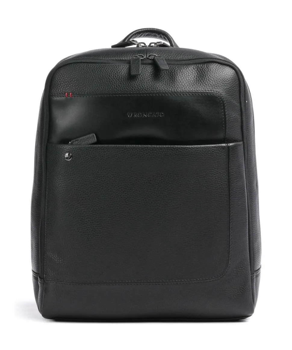 Alaska Laptop-Rucksack 14″ genarbtes Leder schwarz