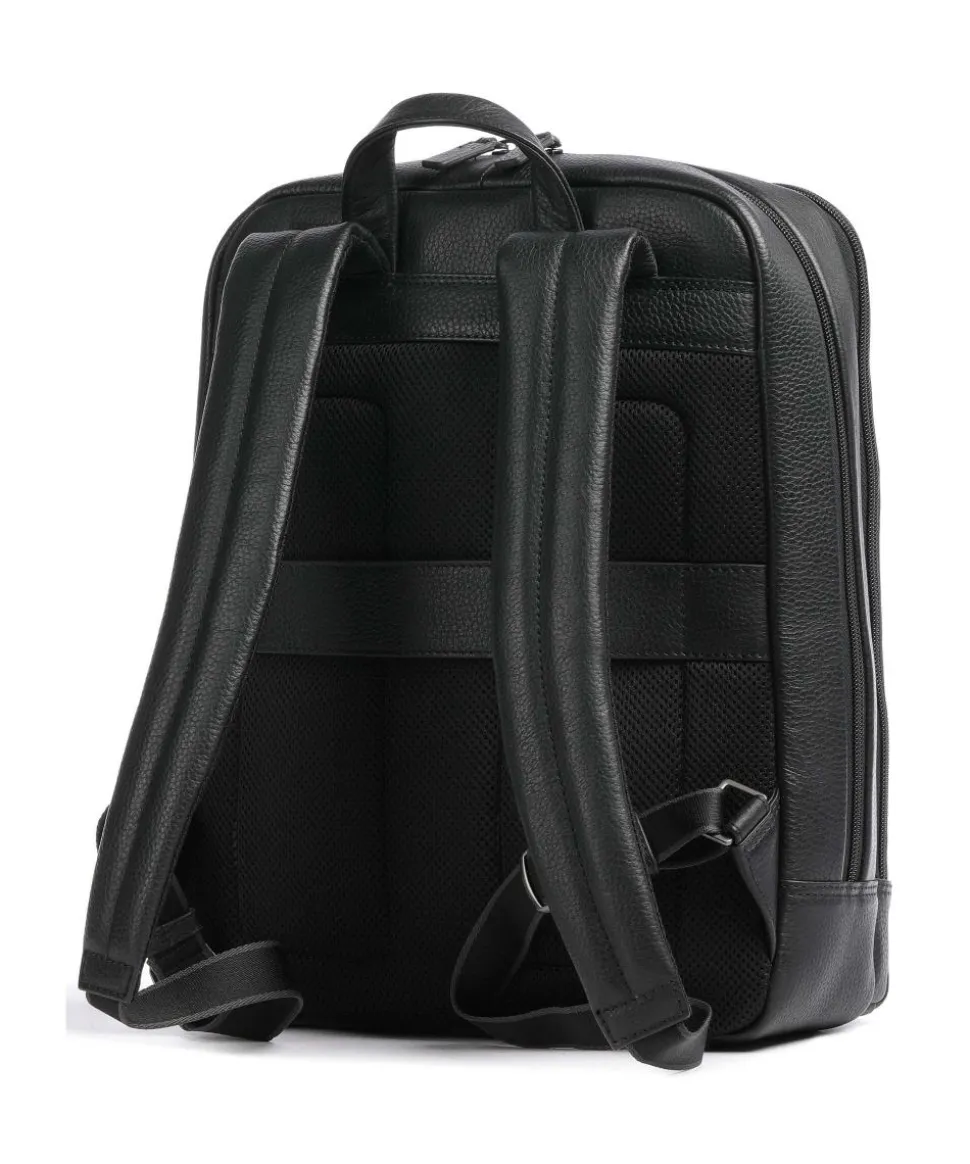 Alaska Laptop-Rucksack 14″ genarbtes Leder schwarz