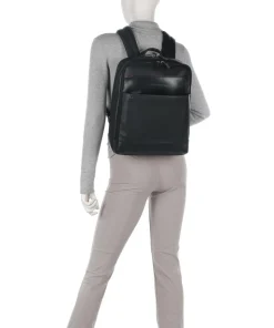 Alaska Laptop-Rucksack 14″ genarbtes Leder schwarz