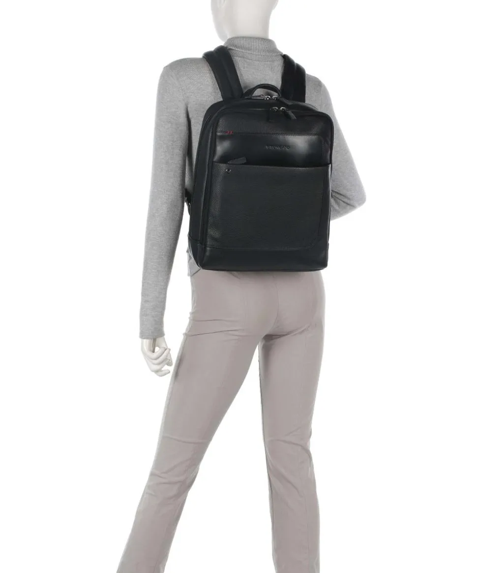 Alaska Laptop-Rucksack 14″ genarbtes Leder schwarz