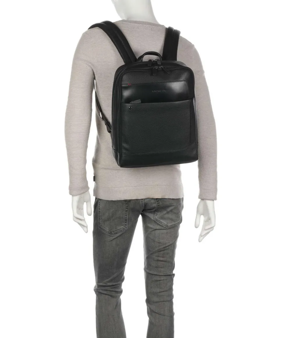 Alaska Laptop-Rucksack 14″ genarbtes Leder schwarz