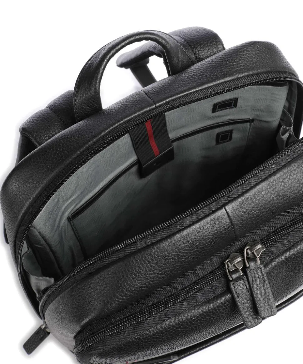 Alaska Laptop-Rucksack 14″ genarbtes Leder schwarz