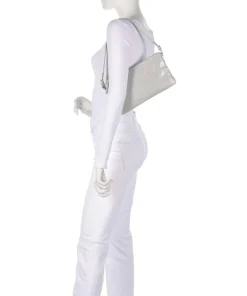 Alice Crinkle Schultertasche fein genarbtes Rindsleder hellgrau