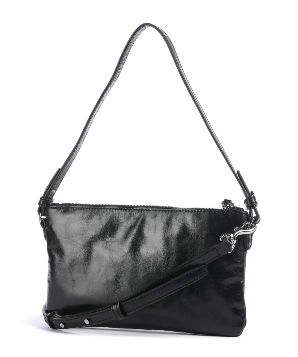 Alice Crinkle Schultertasche fein genarbtes Rindsleder schwarz