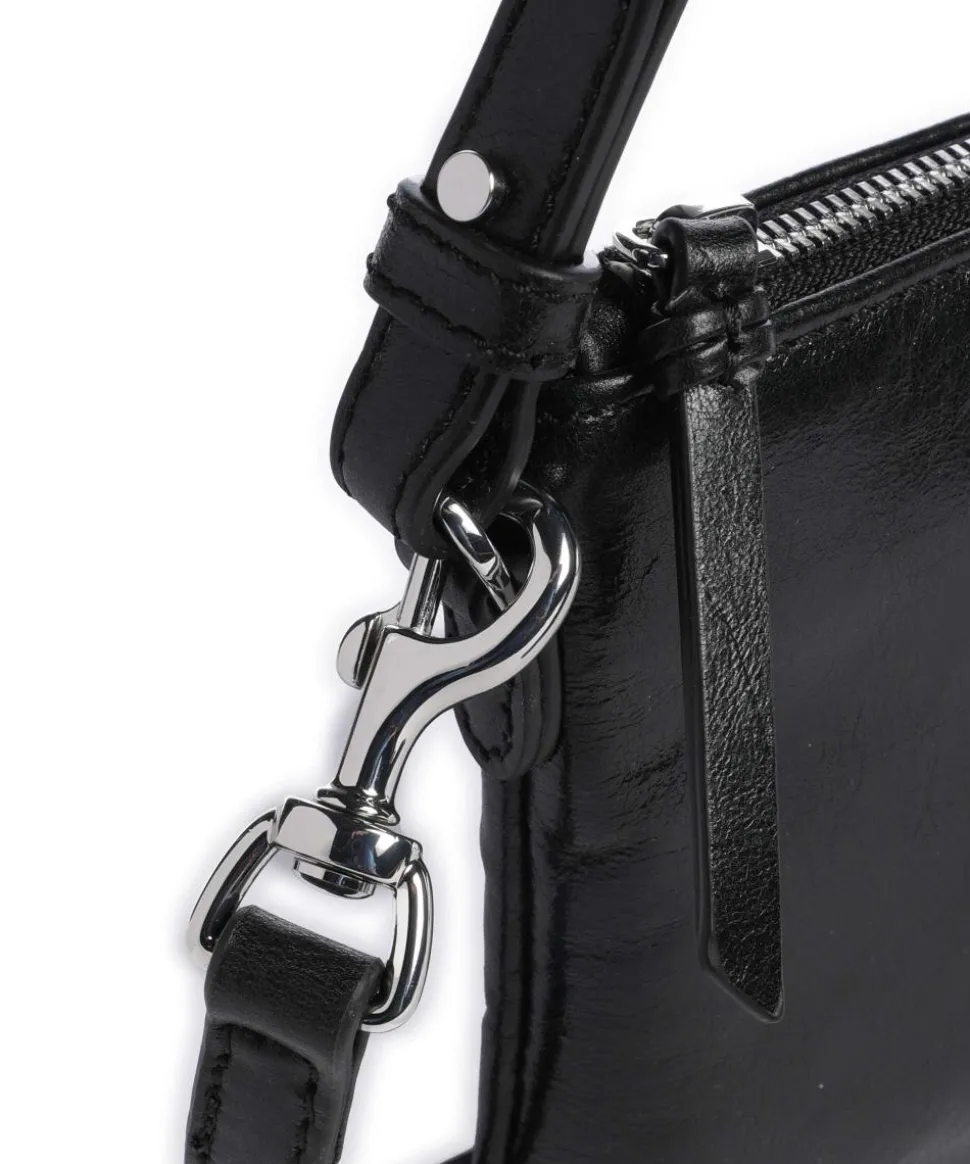 Alice Crinkle Schultertasche fein genarbtes Rindsleder schwarz