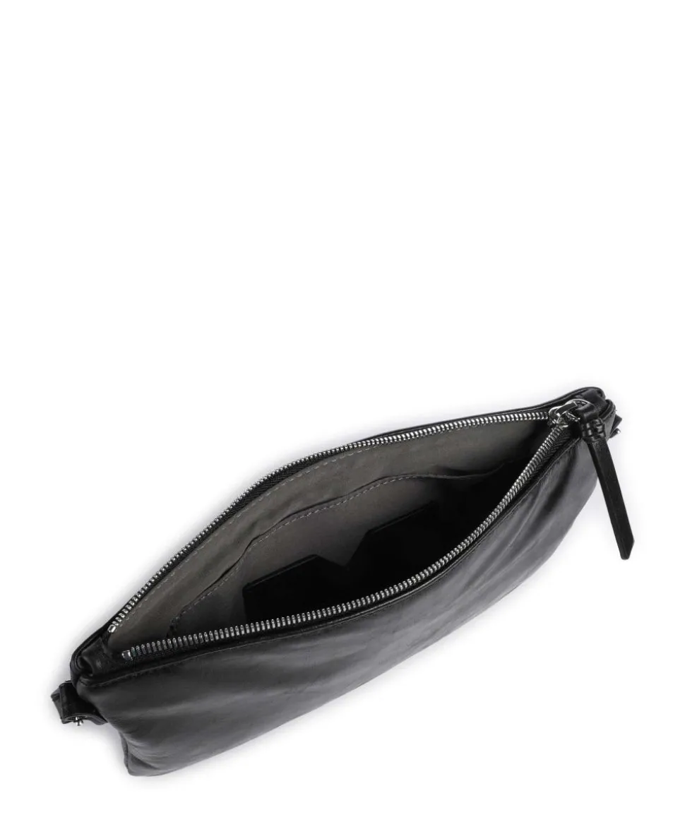 Alice Crinkle Schultertasche fein genarbtes Rindsleder schwarz