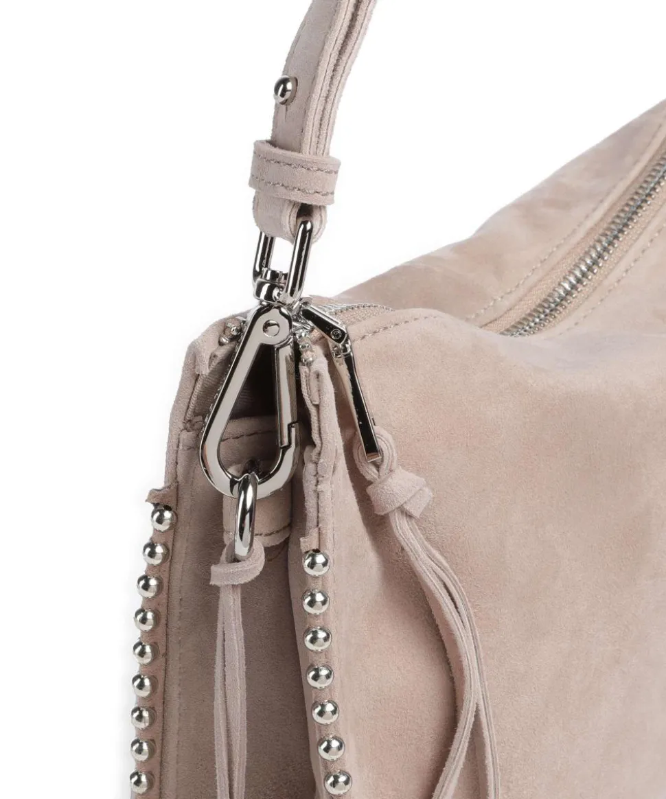 All About Beads Schultertasche aufgerautes Leder nude