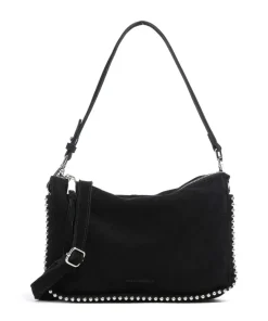 All About Beads Schultertasche aufgerautes Leder schwarz