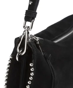 All About Beads Schultertasche aufgerautes Leder schwarz