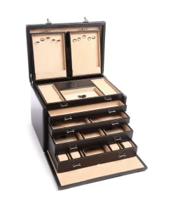 Ambiance 5 Etagen Schmuckkasten Rindsleder schwarz