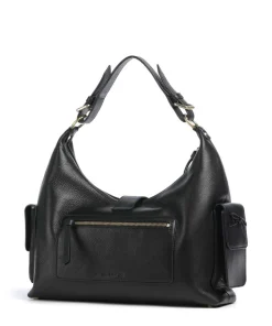 Amelia Large Schultertasche genarbtes Rindsleder schwarz