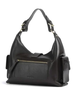 Amelia Large Schultertasche genarbtes Rindsleder dunkelbraun