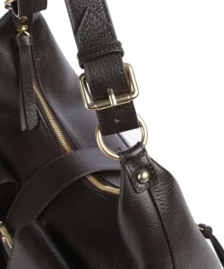 Amelia Large Schultertasche genarbtes Rindsleder dunkelbraun