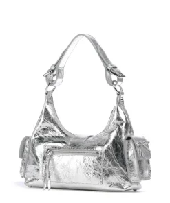 Amelia Schultertasche fein genarbtes Rindsleder silber
