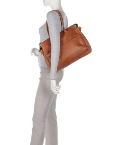 Anouk Anouk Shopper 13″ genarbtes Leder cognac