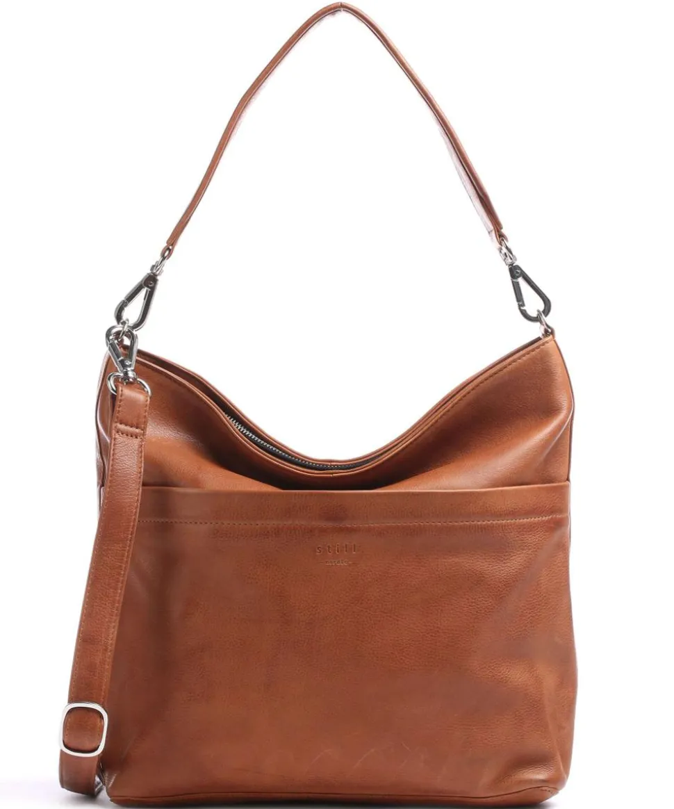 Anouk Beuteltasche genarbtes Leder cognac