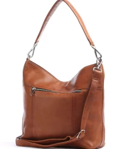 Anouk Beuteltasche genarbtes Leder cognac