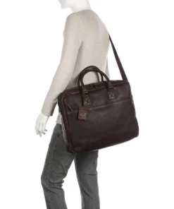 Antique Avery Aktentasche 17″ genarbtes Leder mahagoni