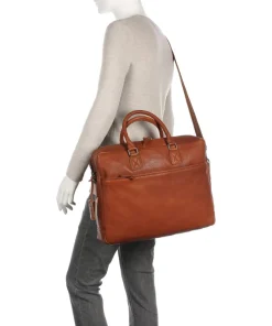 Antique Avery Aktentasche 17″ genarbtes Leder cognac