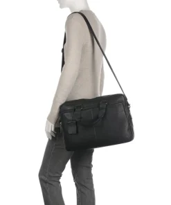 Antique Avery Aktentasche 15″ genarbtes Leder schwarz