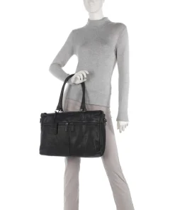 Antique Avery Aktentasche 15.6″ genarbtes Leder schwarz