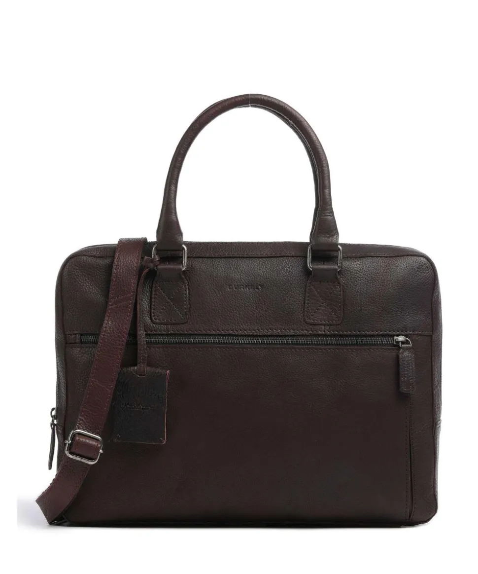 Antique Avery Aktentasche 14″ genarbtes Leder dunkelbraun