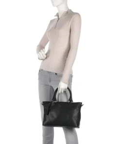 Antique Avery Handtasche genarbtes Leder schwarz