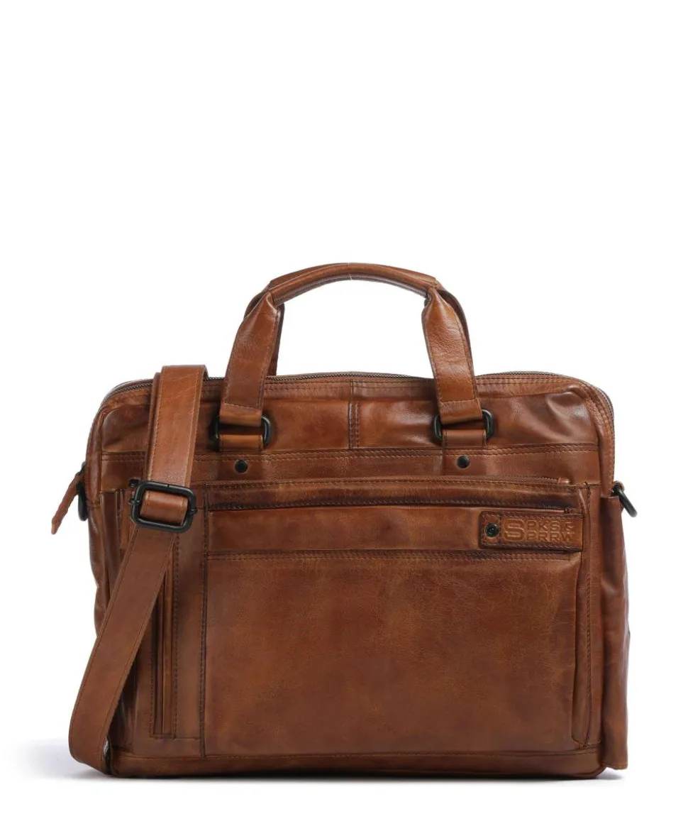 Apache Brutus Aktentasche 15″ fein genarbtes Leder cognac