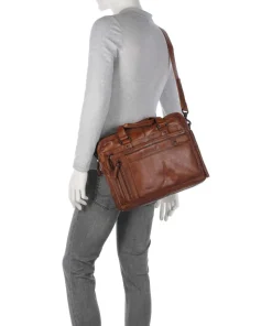 Apache Brutus Aktentasche 15″ fein genarbtes Leder cognac