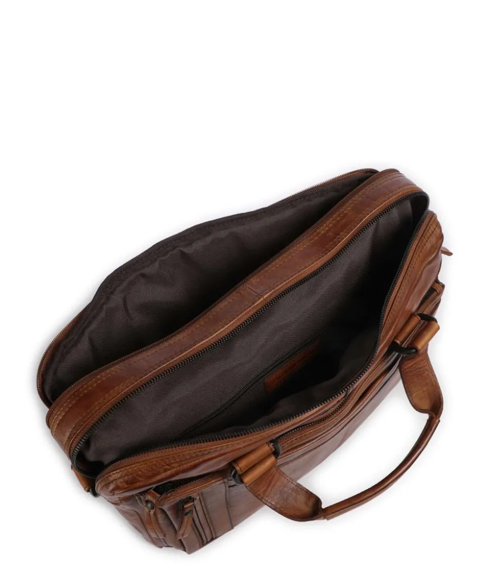 Apache Brutus Aktentasche 15″ fein genarbtes Leder cognac