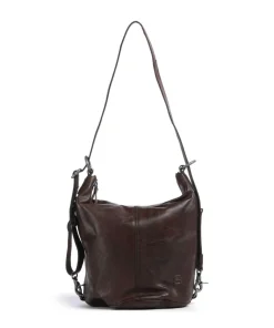 Apache Claudria Rucksack-Tasche genarbtes Leder dunkelbraun