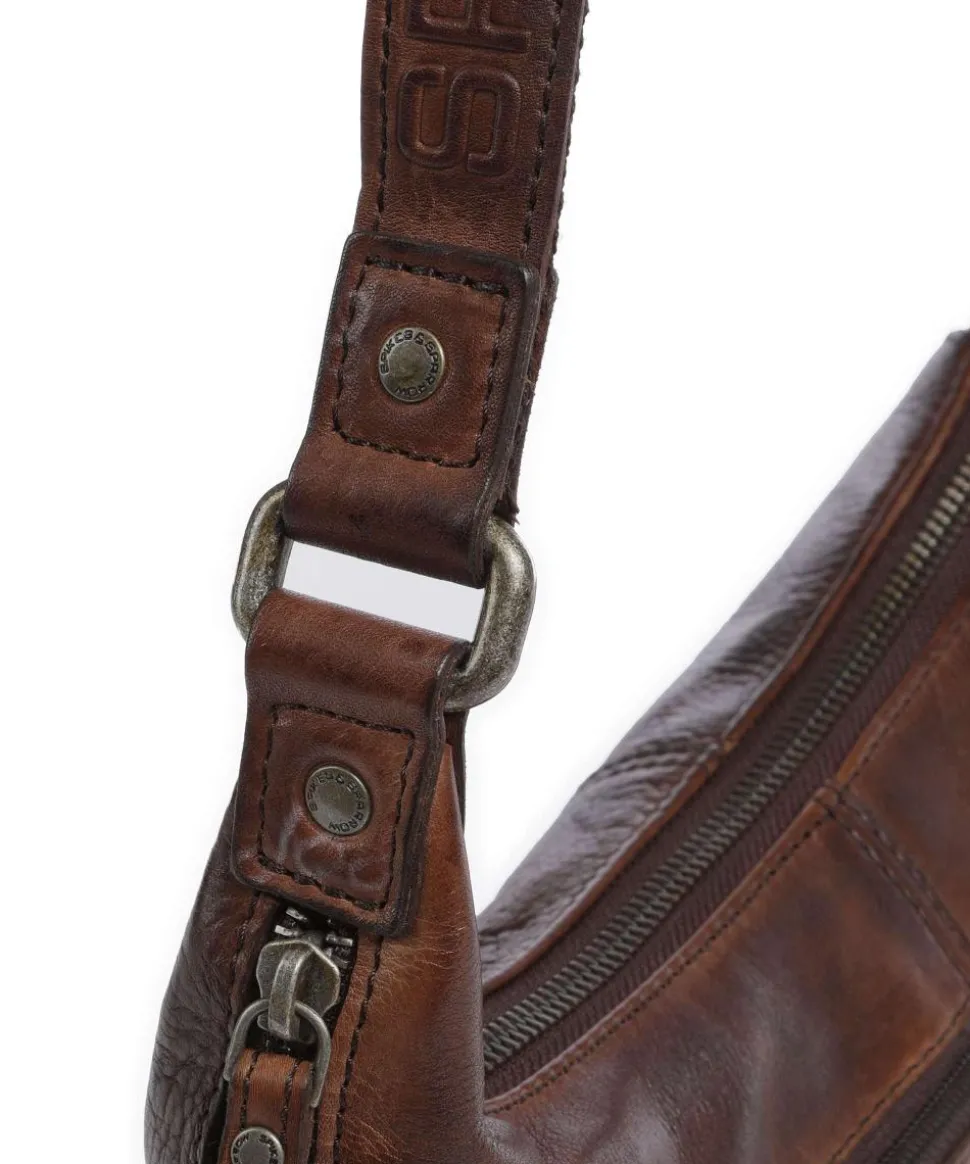 Apache Edee Umhängetasche genarbtes Leder dunkelbraun