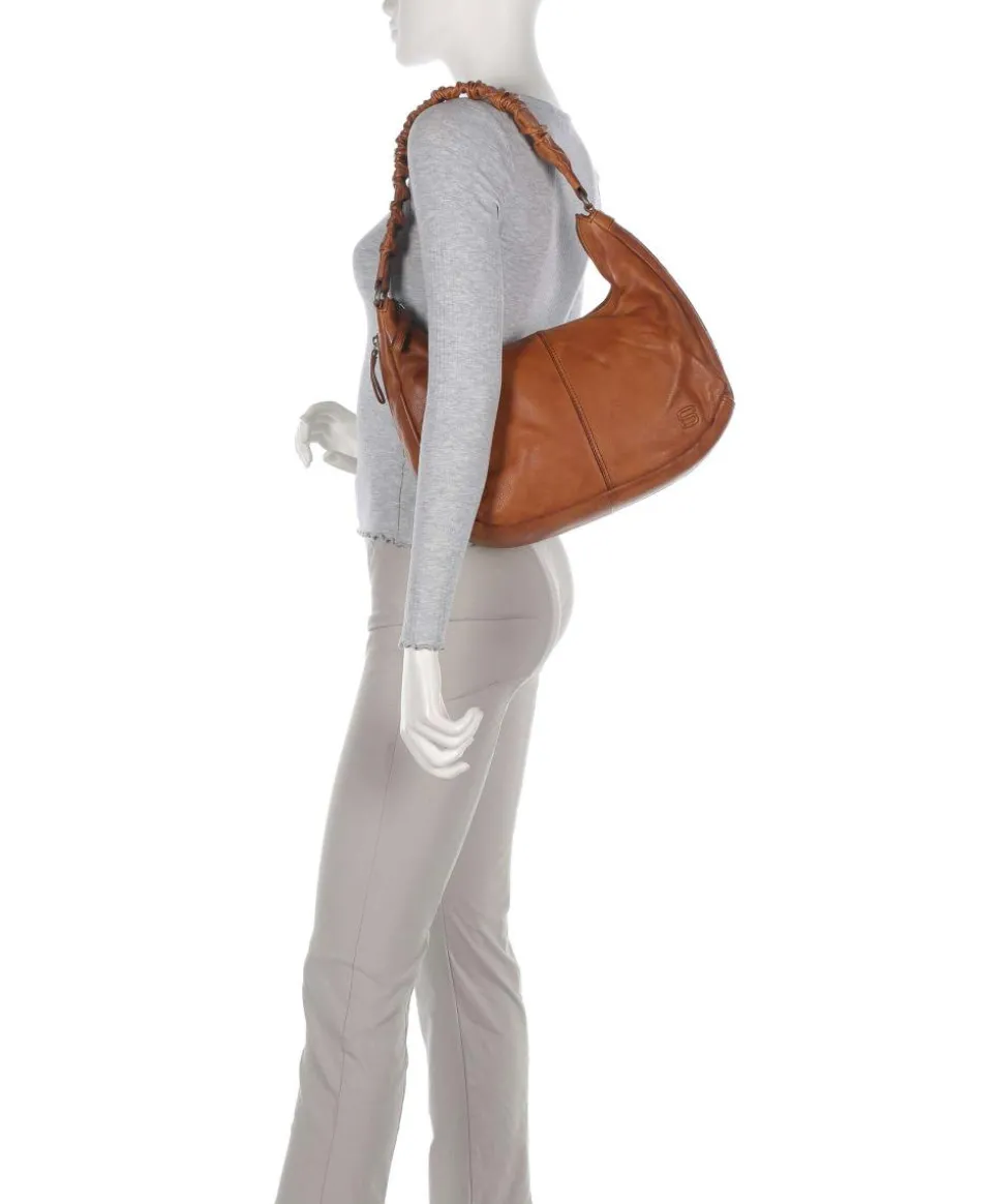 Apache Harli Schultertasche genarbtes Leder braun