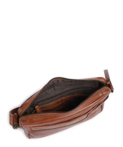 Apache Hubbert Umhängetasche fein genarbtes Leder cognac