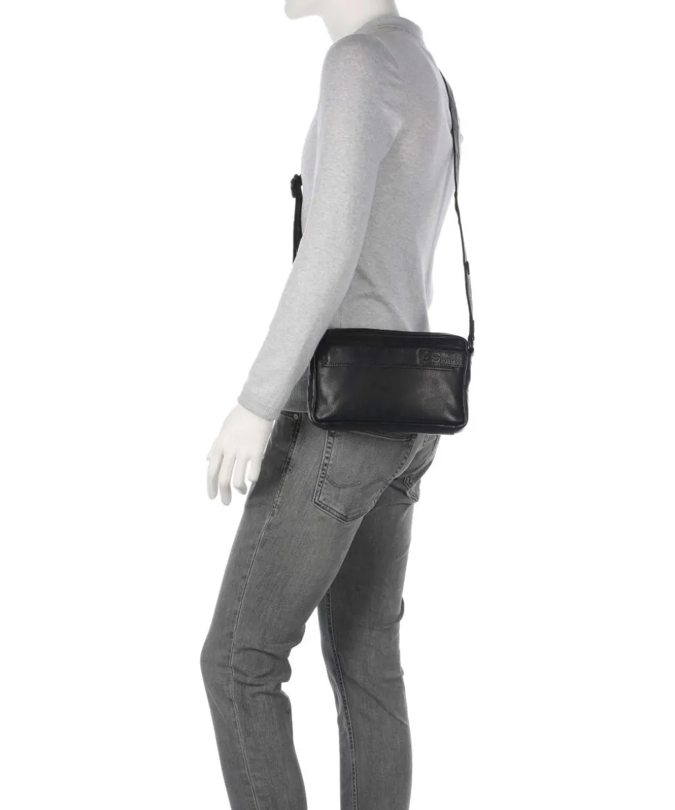 Apache Hubbert Umhängetasche fein genarbtes Leder schwarz