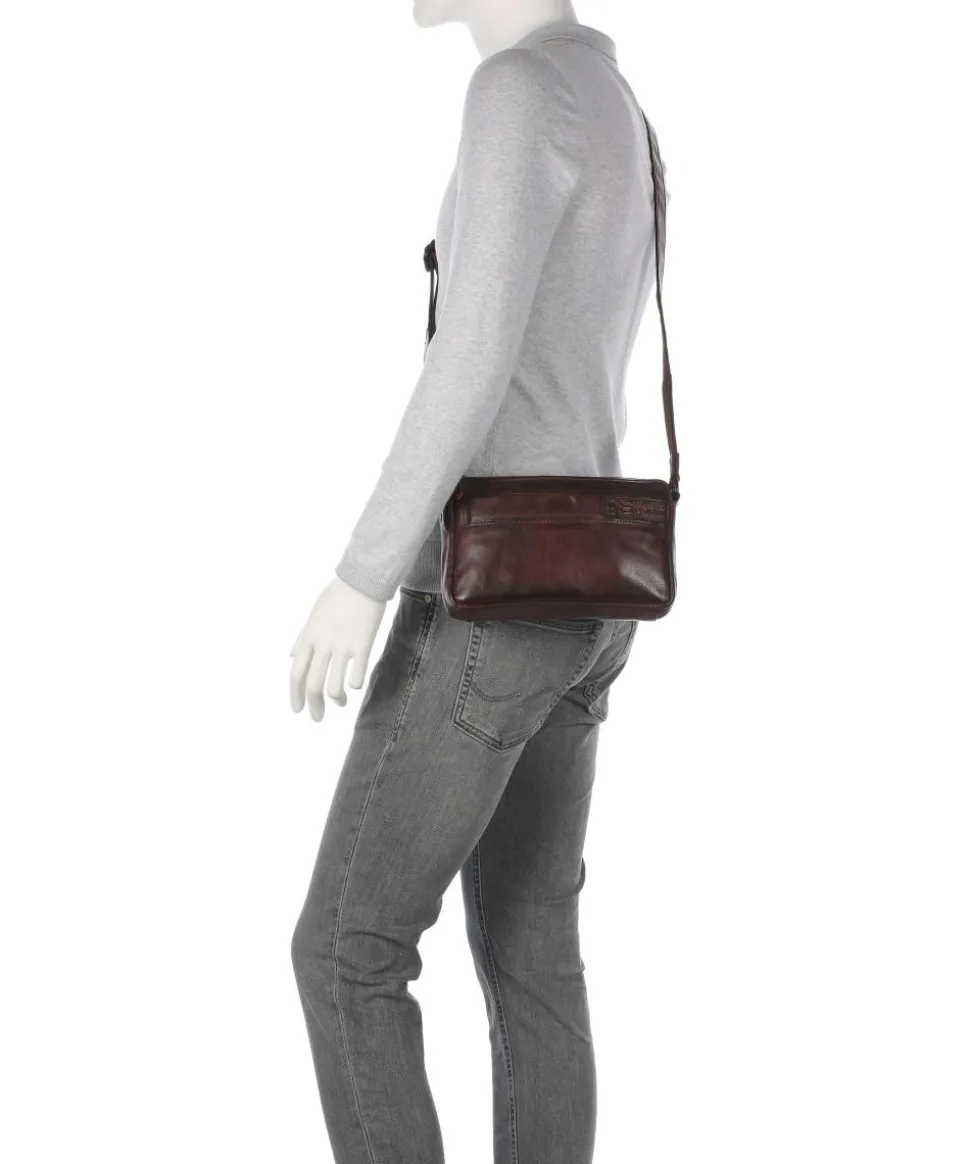 Apache Hubbert Umhängetasche fein genarbtes Leder dunkelbraun