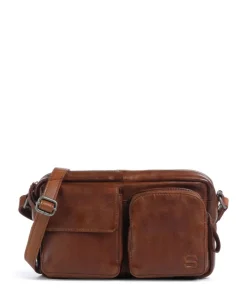 Apache Sara Umhängetasche genarbtes Leder cognac