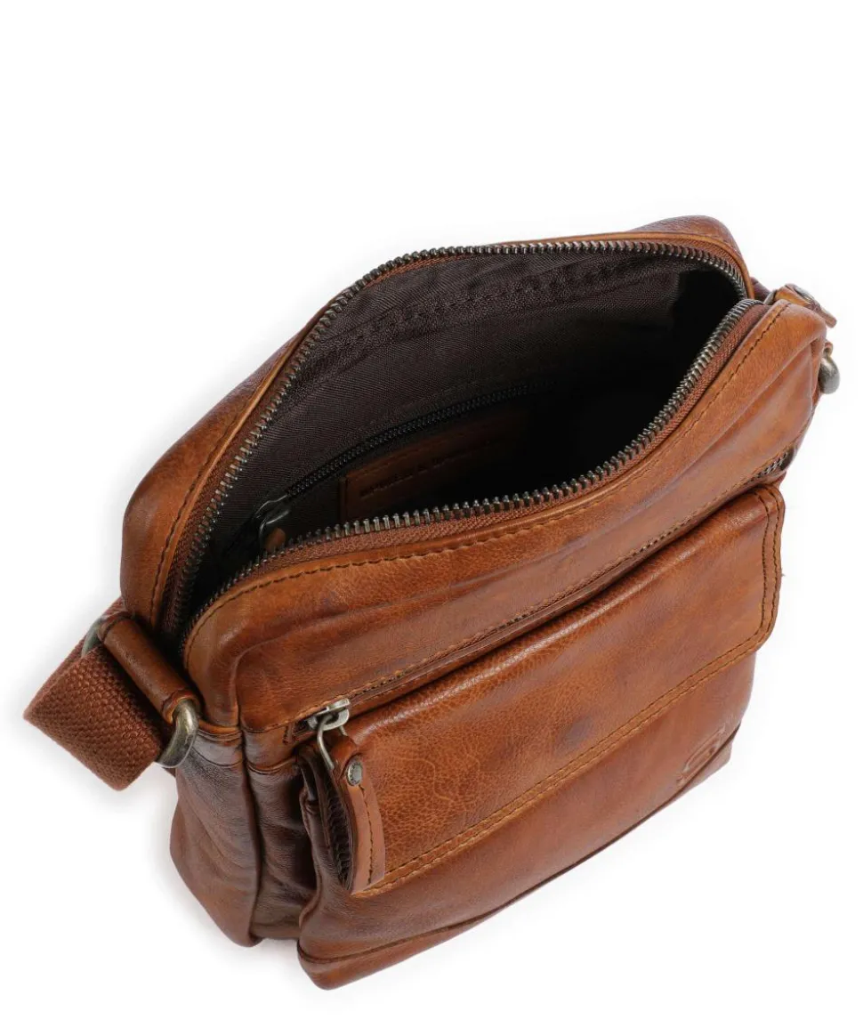 Apache Umhängetasche fein genarbtes Leder cognac